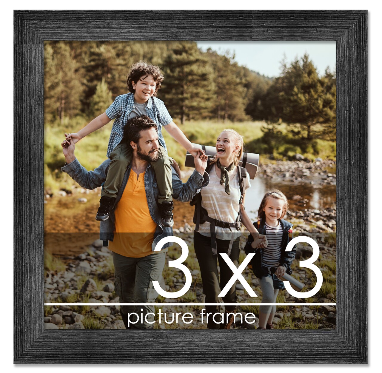 3x3 Wide Barnwood Picture Frame with UV-Resistant Acrylic & Acid Free Backing, Available in 6 Paint Finishes - Grey, Brown, White, and Black